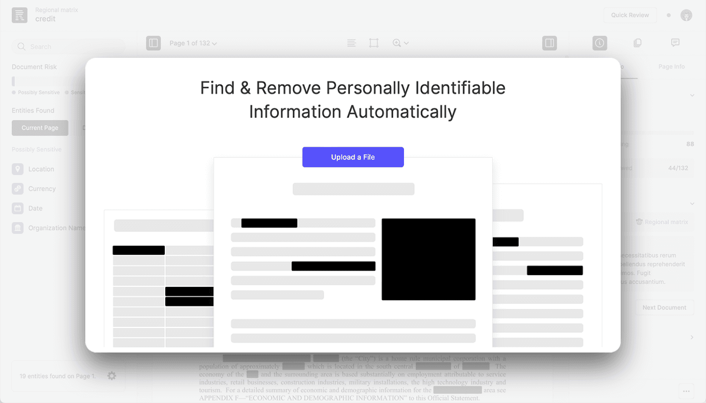 Find and redact PII in documents